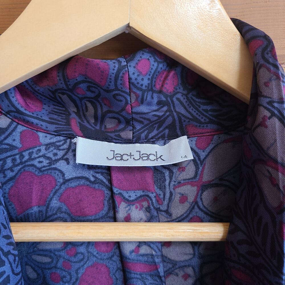 Jac & Jack Lettie Silk Floral Kimono Robe Burgundy Boho Gothic 14 Dark Academia - Picture 2 of 8